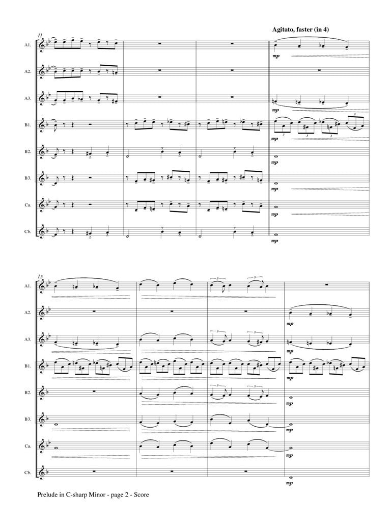 Prelude, Op. 3, No. 2 for Low Flute Choir